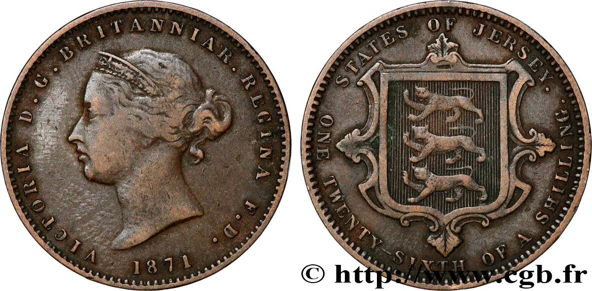 JERSEY 1/26 Shilling Victoria 1871  fSS 