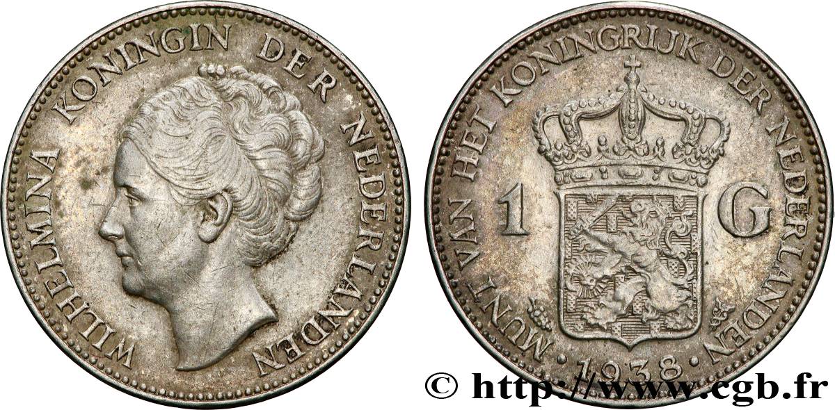 PAíSES BAJOS 1 Gulden Wilhelmina 1938  MBC+ 