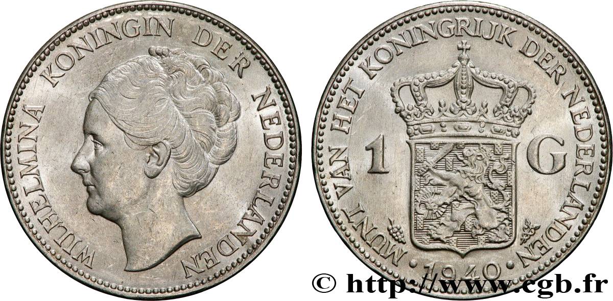 PAíSES BAJOS 1 Gulden Wilhelmina 1940  EBC 