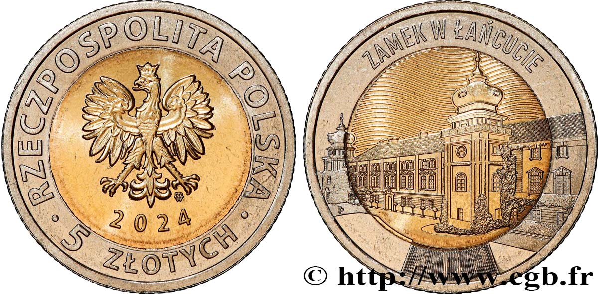 POLONIA 5 Zlotych Château de Lancut 2024 Varsovie SC 