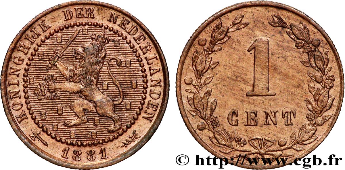 PAYS-BAS 1 Cent 1881 Utrecht SUP 