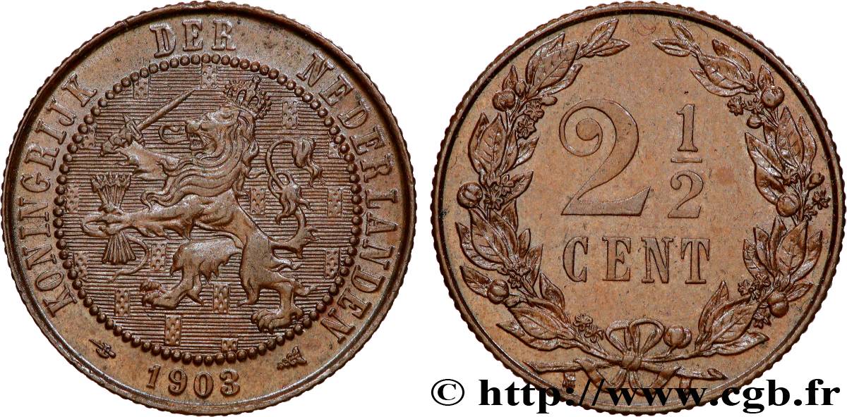 PAíSES BAJOS 2 1/2 Cents 1903 Utrecht MBC+ 