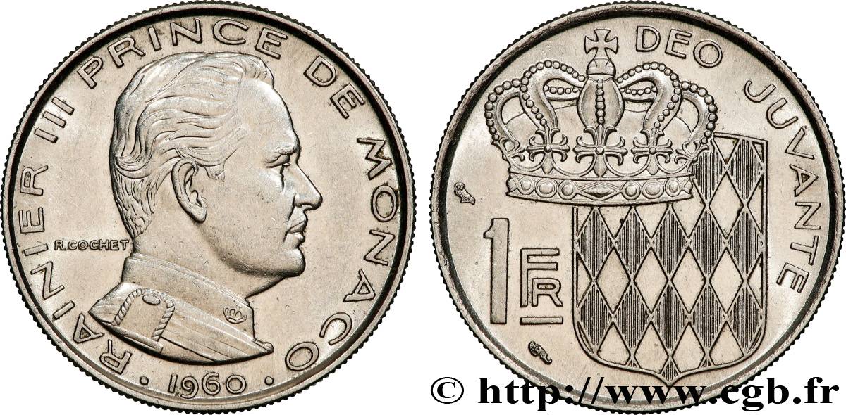 MONACO 1 Franc Rainier III 1960 Paris AU 