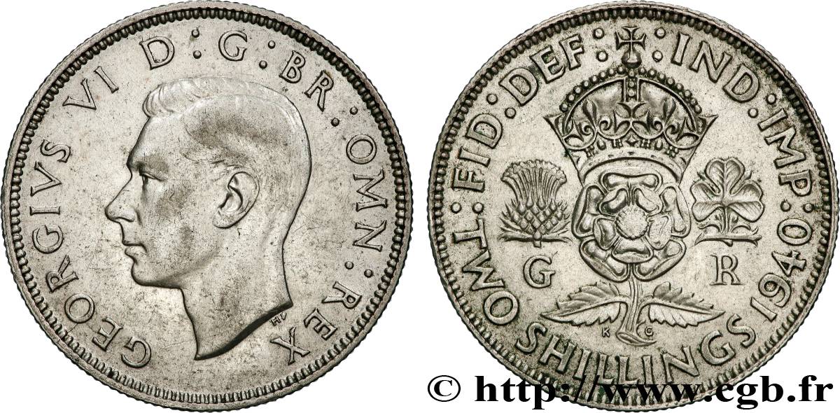 VEREINIGTEN KÖNIGREICH 1 Florin (2 Shillings) Georges VI 1940  SS 