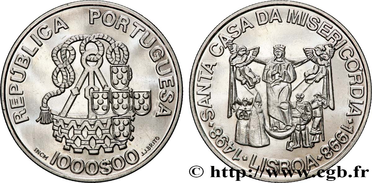 PORTUGAL 1000 Escudos 400e anniversaire de la Santa Casa da Misericórdia de Lisbonne 1998  MS 