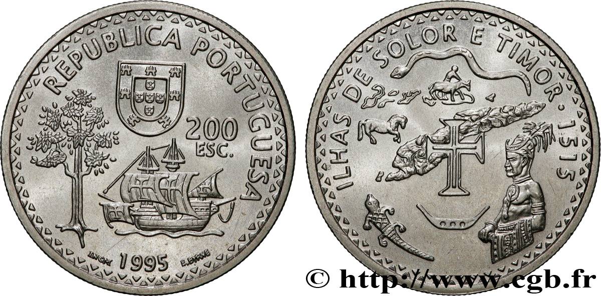 PORTUGAL 200 Escudos découverte des iles Solor et Timor 1995  SPL 