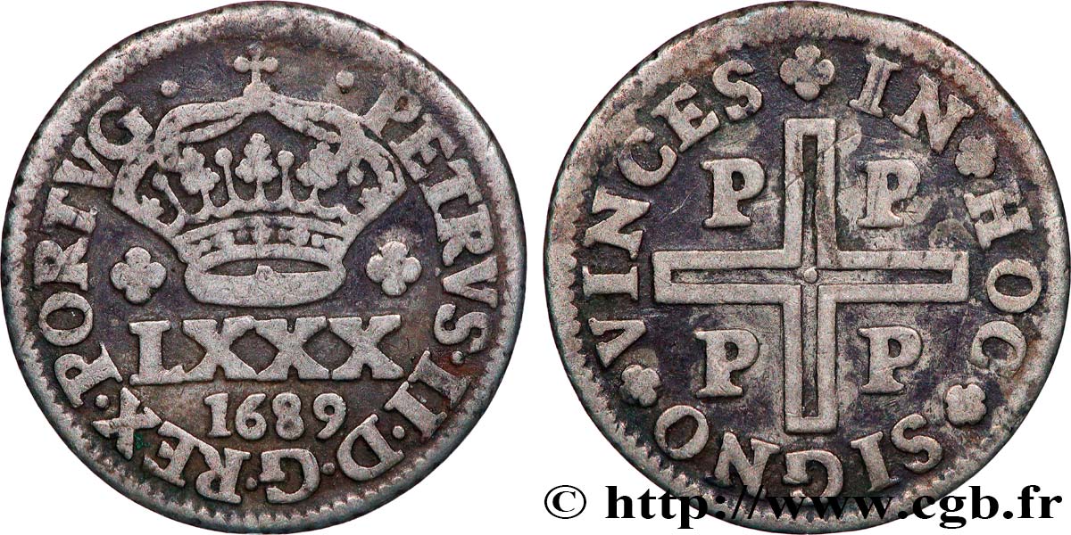 PORTUGAL - ROYAUME DE PORTUGAL - PIERRE II Tostao 1689 Porto MBC 