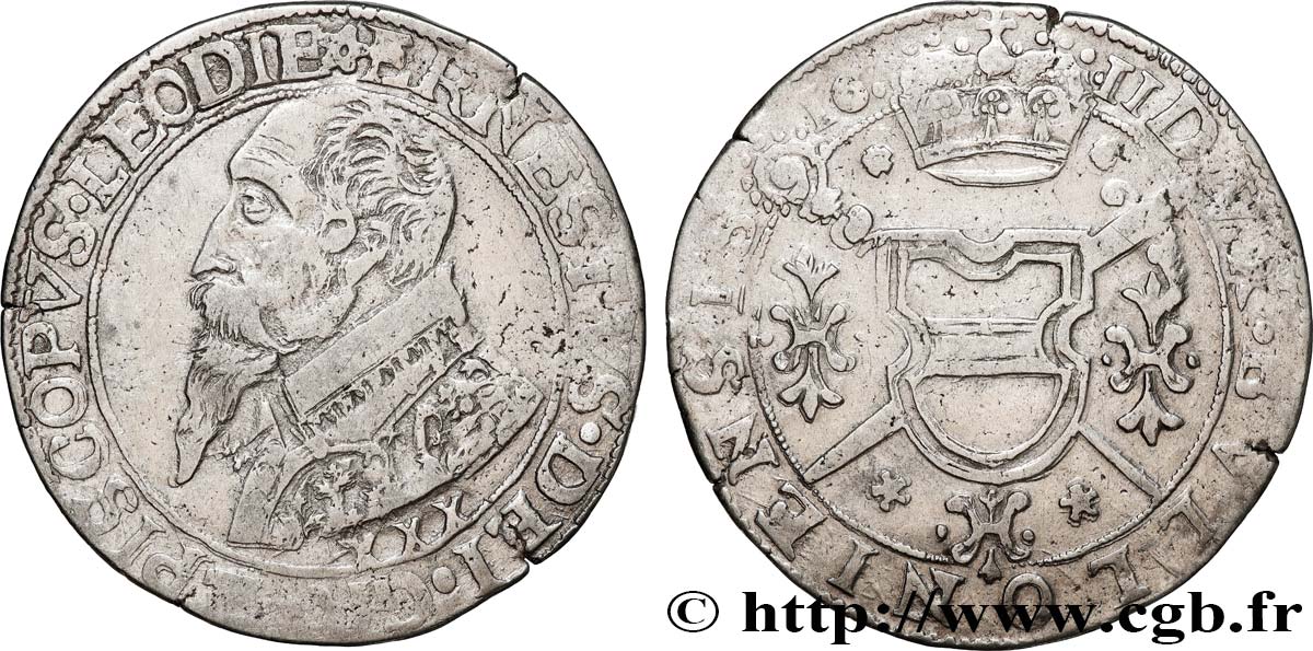 LIÈGE - ÉVÊCHÉ DE LIÈGE - ERNEST DE BAVIÈRE Double teston 1612 Bouillon SS 