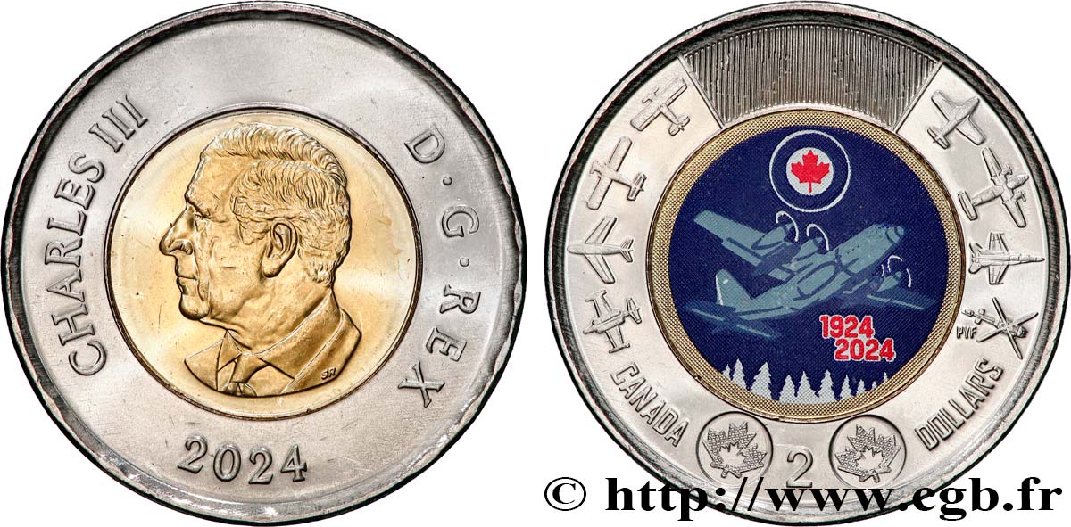 CANADA 2 Dollars 100ᵉ anniversaire de l’Aviation royale canadienne 2024 Winnipeg SPL 