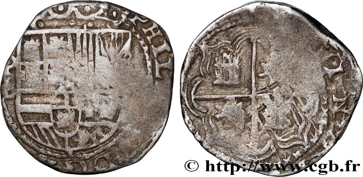 BOLIVIA – KINGDOM OF SPAIN – PHILIP II 2 Reales n.d.  VF 