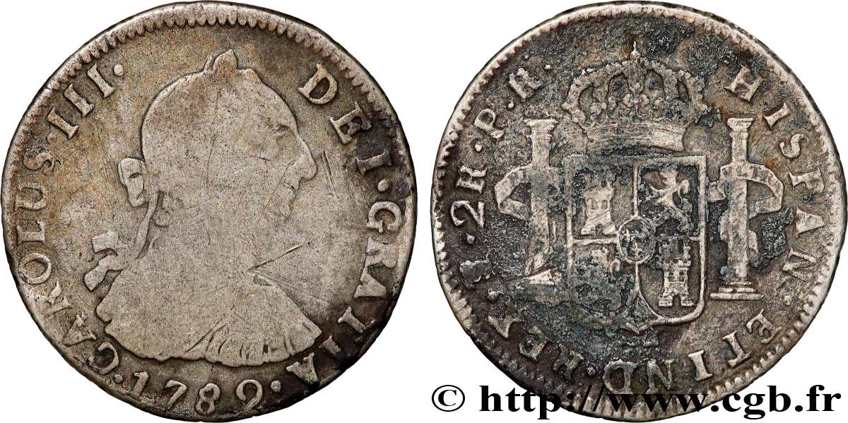 BOLIVIA 2 Reales Charles IV d’Espagne 1789 Potosi VF 