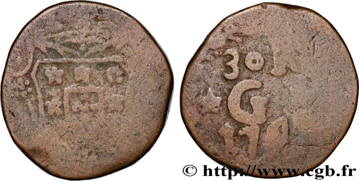 PORTUGUESE INDIA 30 Reis José I n.d. Goa VF 