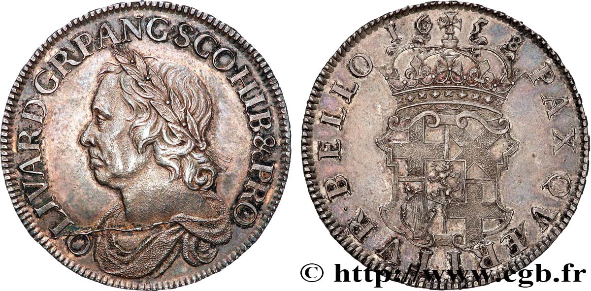 GRANDE-BRETAGNE - OLIVER CROMWELL Couronne ou crown 1658/7 Londres SUP+ 