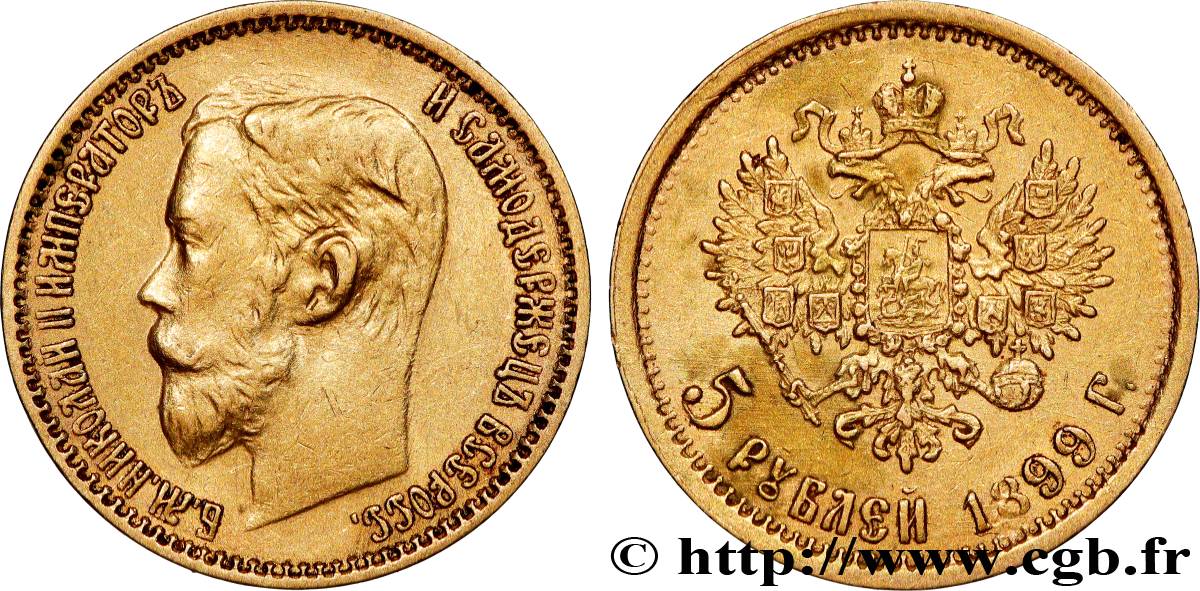 RUSSIE - NICOLAS II 5 Roubles  1899 Saint-Petersbourg TTB+ 