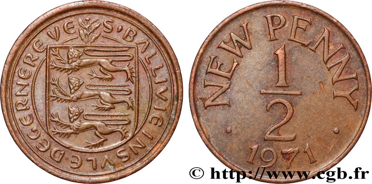 GUERNSEY 1/2 New Penny 1971 Londres SPL 