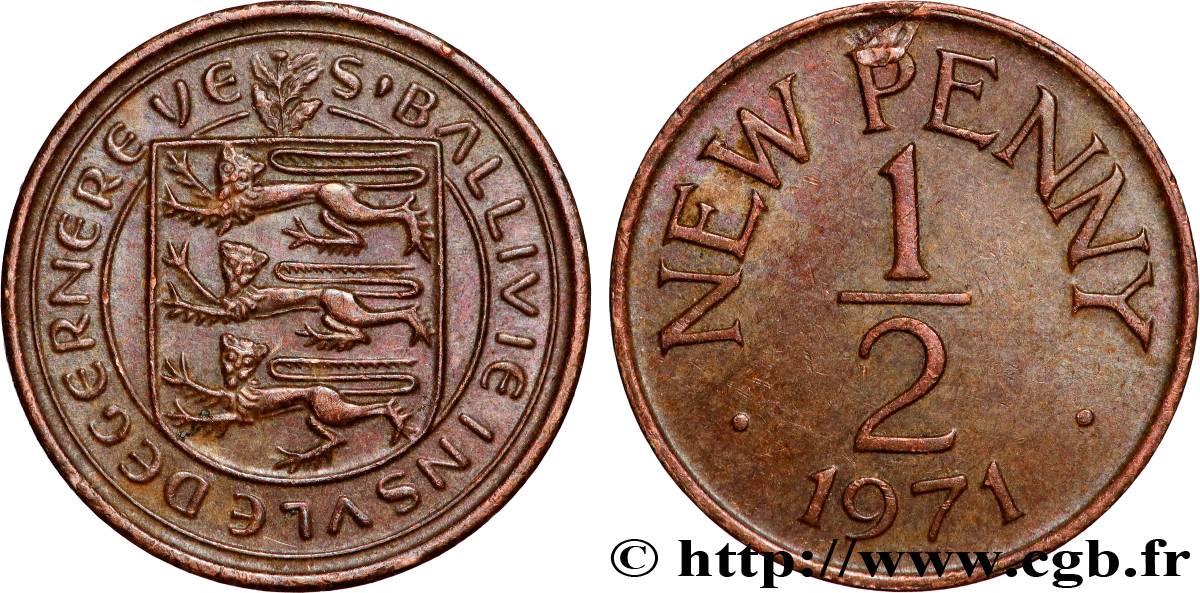 GUERNESEY 1/2 New Penny 1971 Londres SUP 