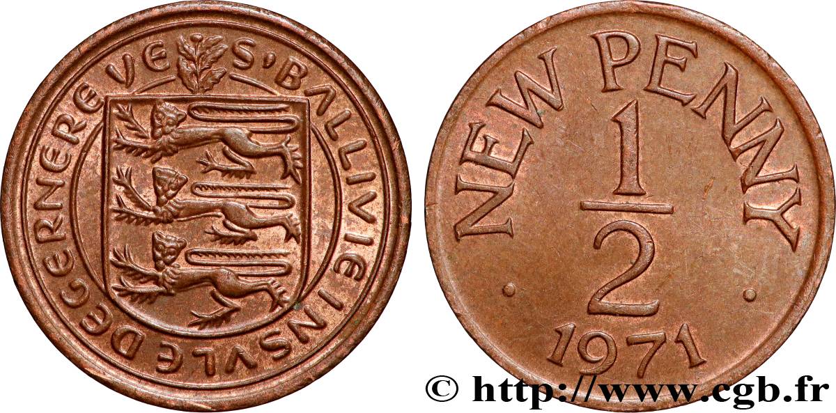 GUERNSEY 1/2 New Penny 1971 Londres EBC 