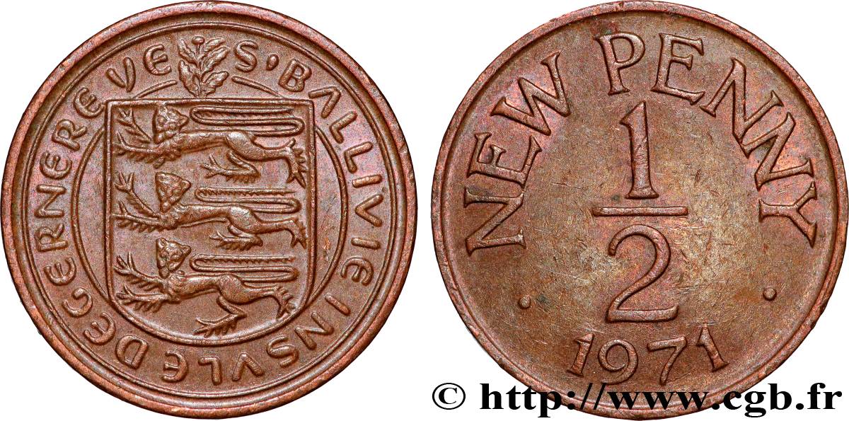 GUERNSEY 1/2 New Penny 1971 Londres EBC 