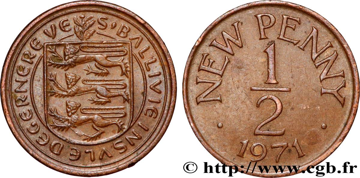 GUERNSEY 1/2 New Penny 1971 Londres VZ 