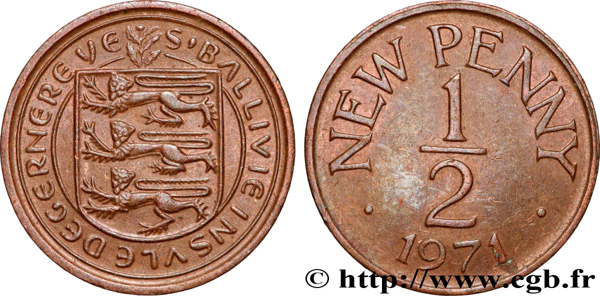 GUERNSEY 1/2 New Penny 1971 Londres AU 