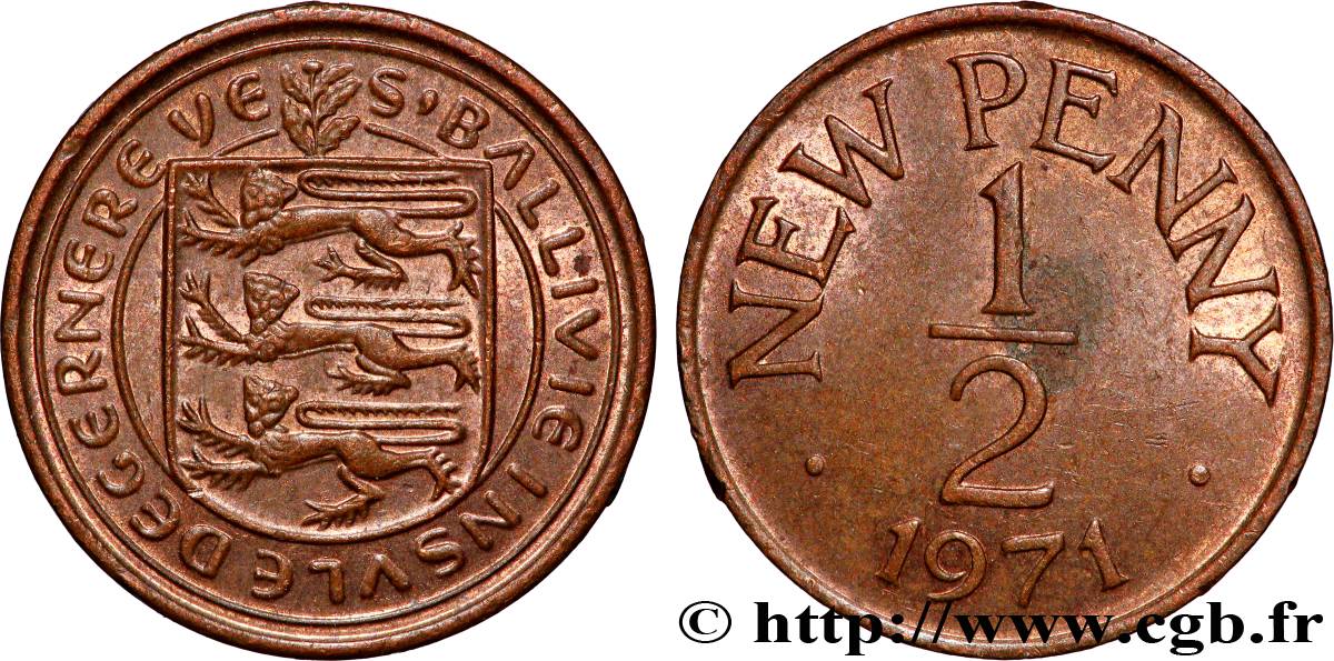 GUERNSEY 1/2 New Penny 1971 Londres AU 