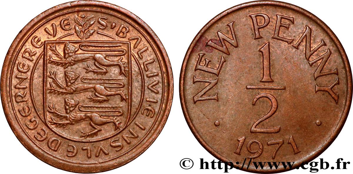 GUERNSEY 1/2 New Penny 1971 Londres AU 