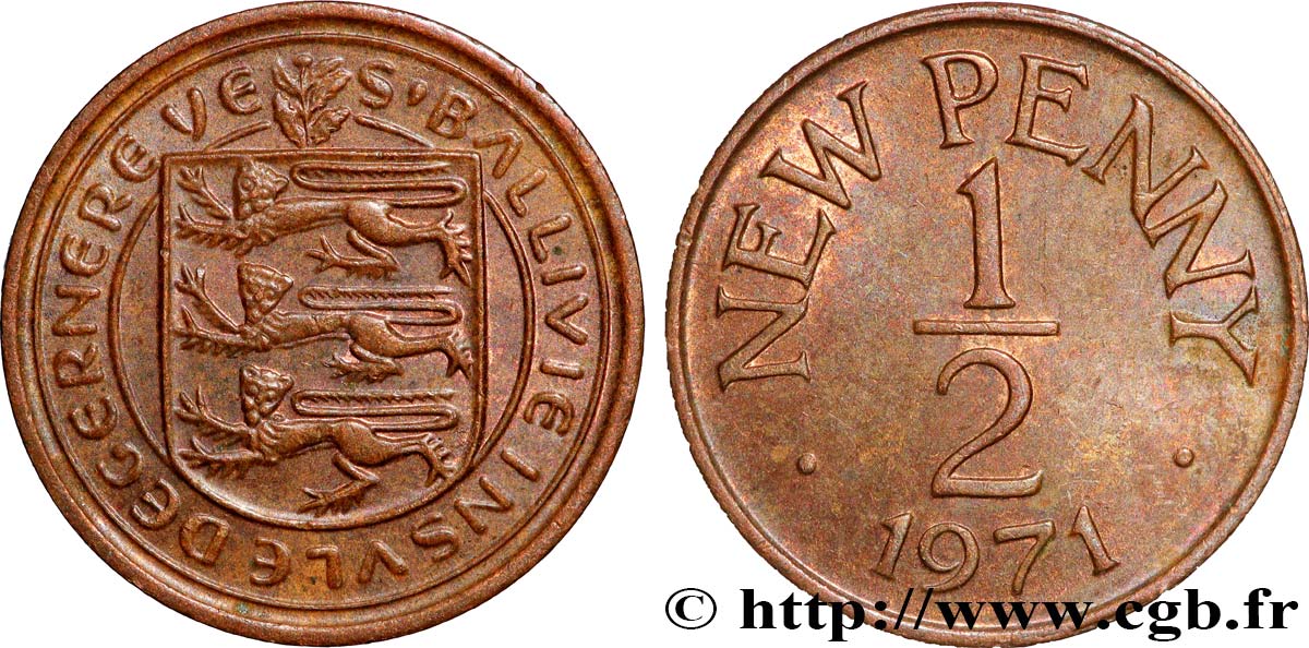 GUERNSEY 1/2 New Penny 1971 Londres SPL 