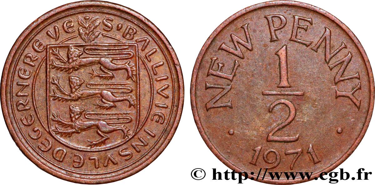 GUERNSEY 1/2 New Penny 1971 Londres AU 