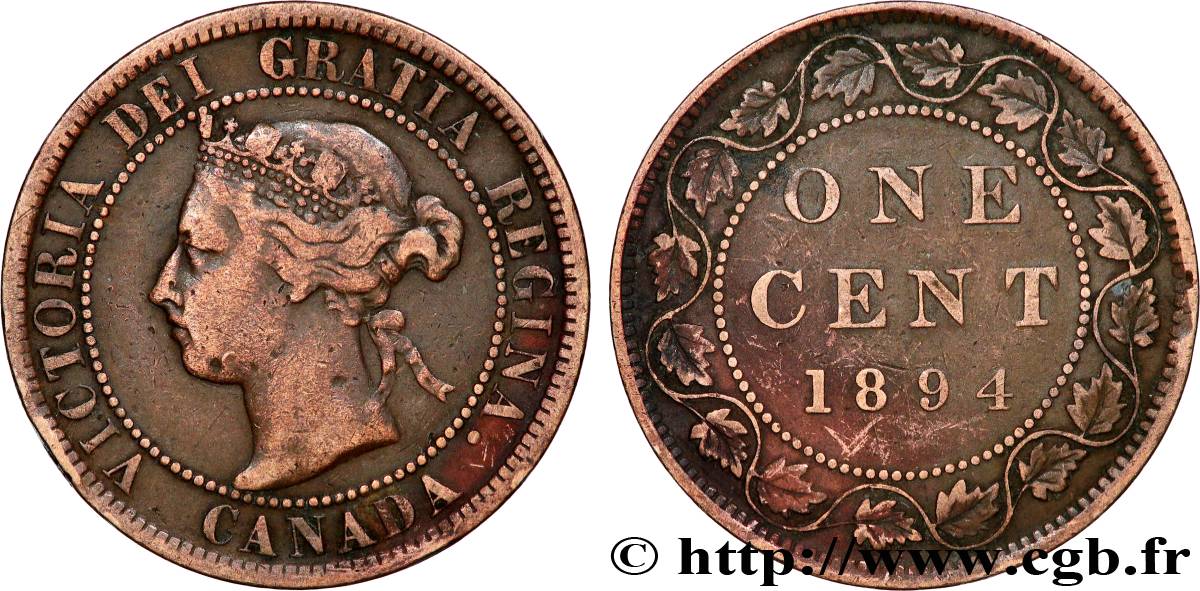 CANADA 1 Cent Victoria 1894  TB+ 