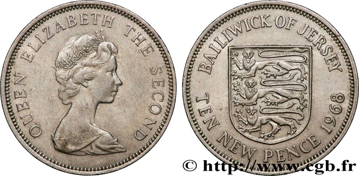 JERSEY 10 New Pence Elisabeth II 1968  TTB+ 