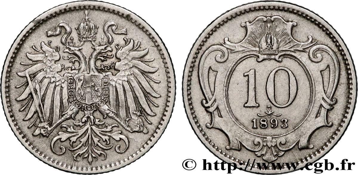 AUSTRIA 10 Heller François-Joseph Ier 1893  AU 