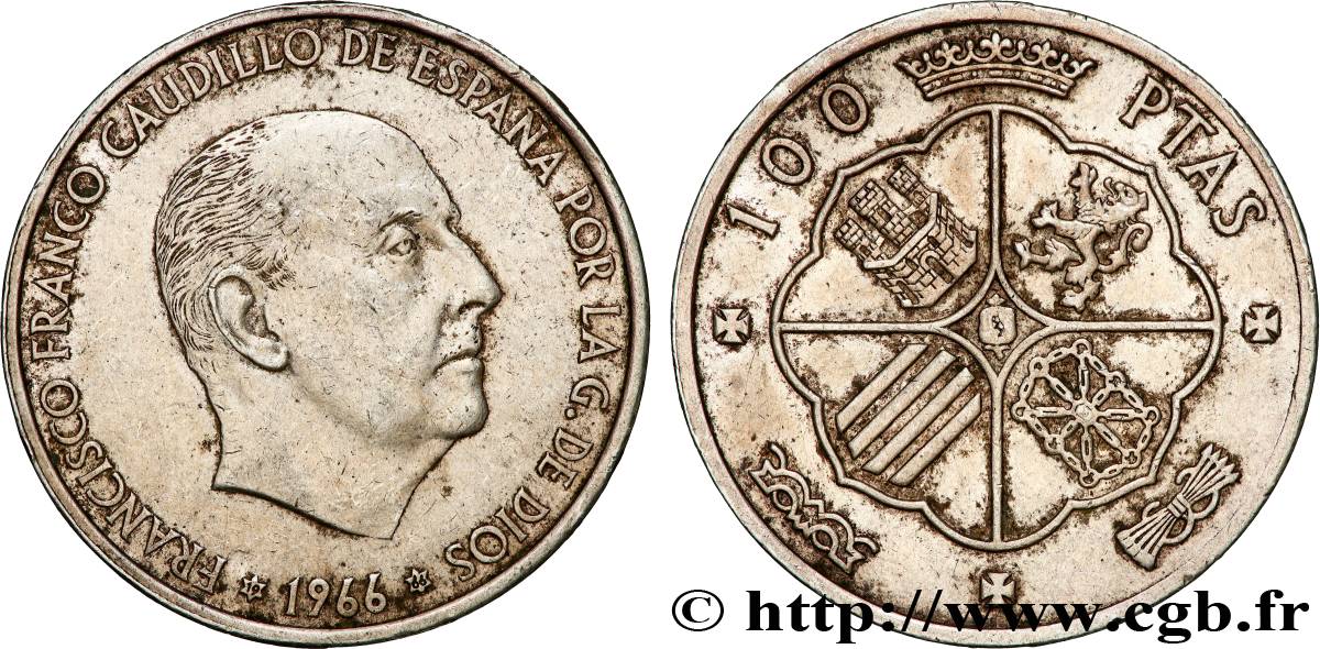 ESPAÑA 100 Pesetas Francisco Franco (1966 dans les étoiles) 1966  MBC+ 