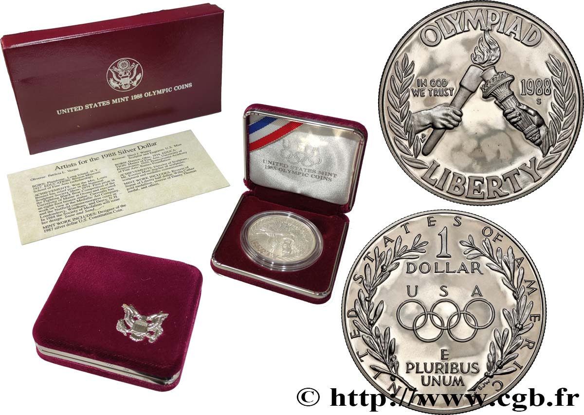 UNITED STATES OF AMERICA 1 Dollar Proof Jeux Olympiques de Séoul 1988 San Francisco MS 