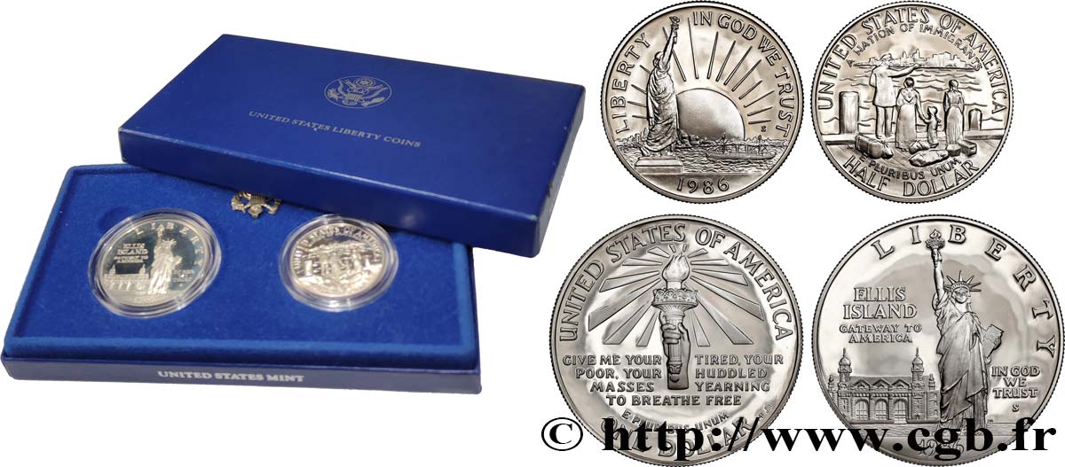 UNITED STATES OF AMERICA Coffret Liberty Coins Half-Dollar et Dollar Proof 1986 San Francisco - S MS 