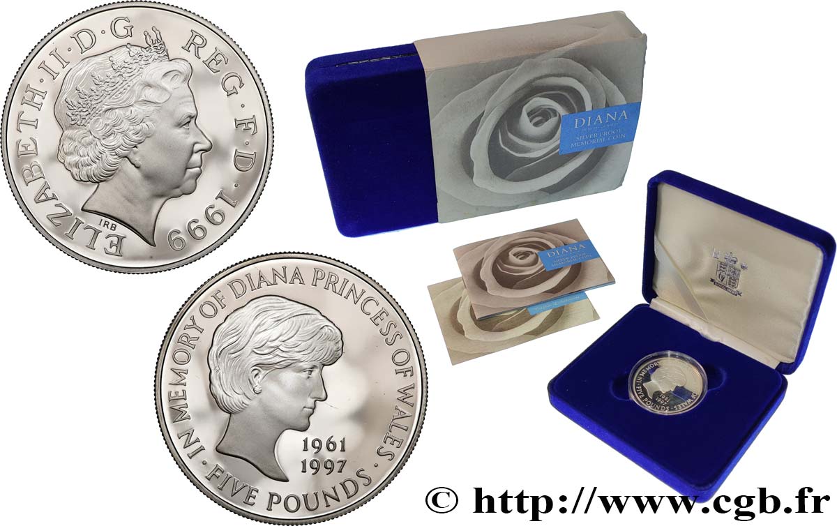 ROYAUME-UNI 5 Pounds (Livres) Proof en mémoire de Diana 1999  FDC 