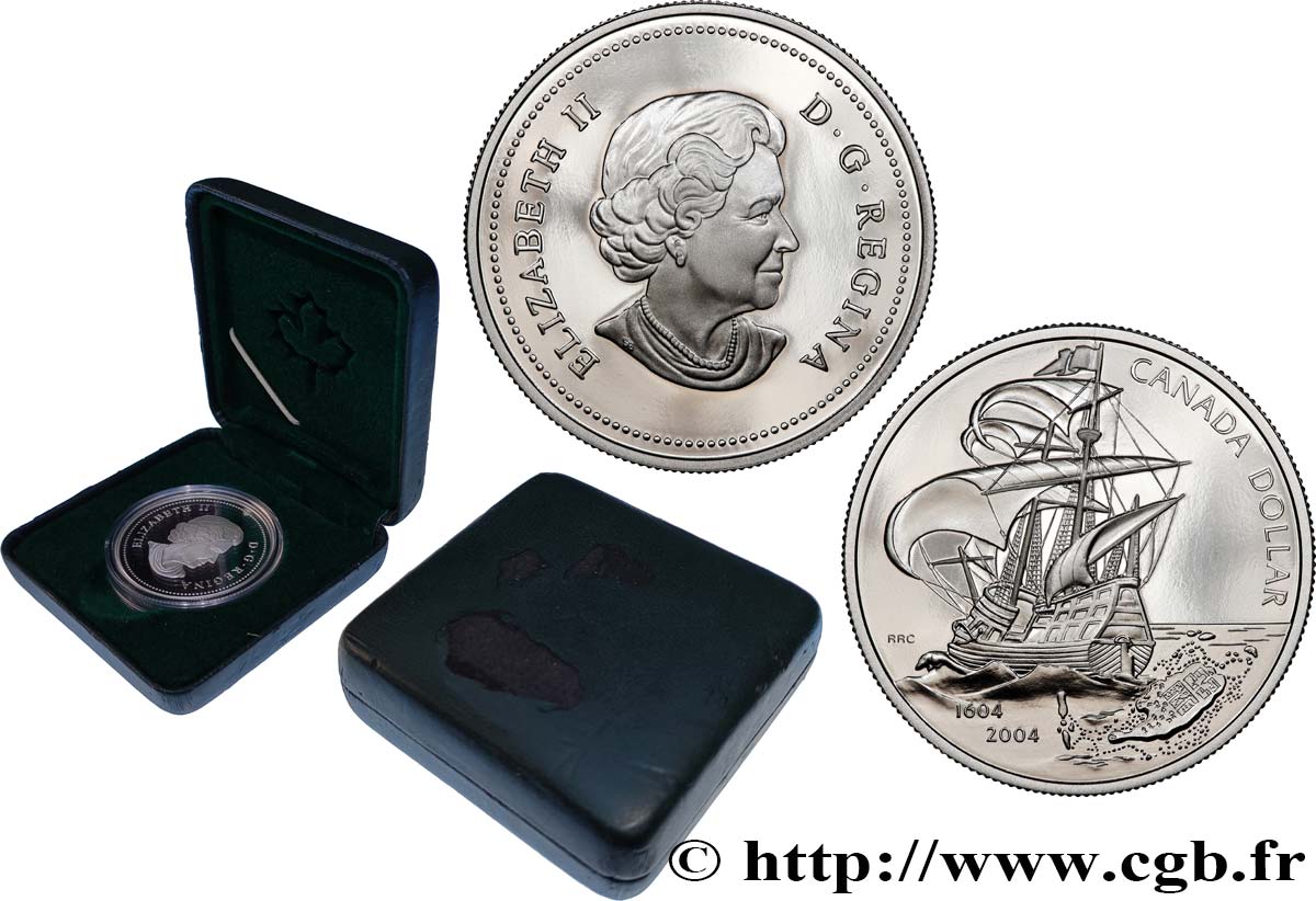 CANADá
 1 Dollar Proof Elisabeth II  Commémoration du premier comptoir français 2004  FDC 