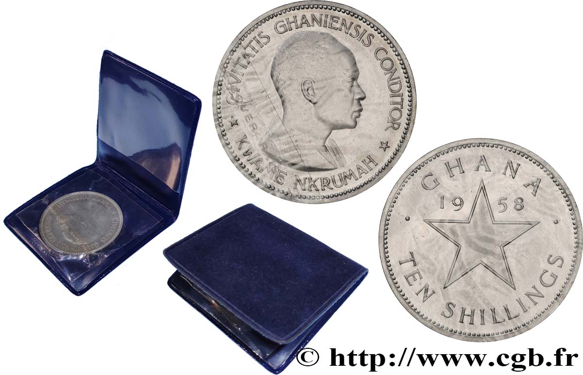 GHANA 10 Shillings Kwame Nkrumah / étoile 1958  MS 