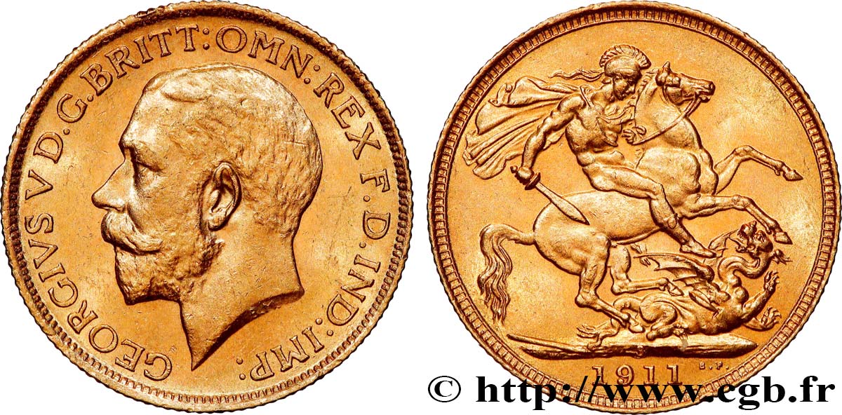 OR, PALLADIUM ET PLATINE INVESTISSEMENT 1 Souverain Georges V 1911 Sydney SUP 
