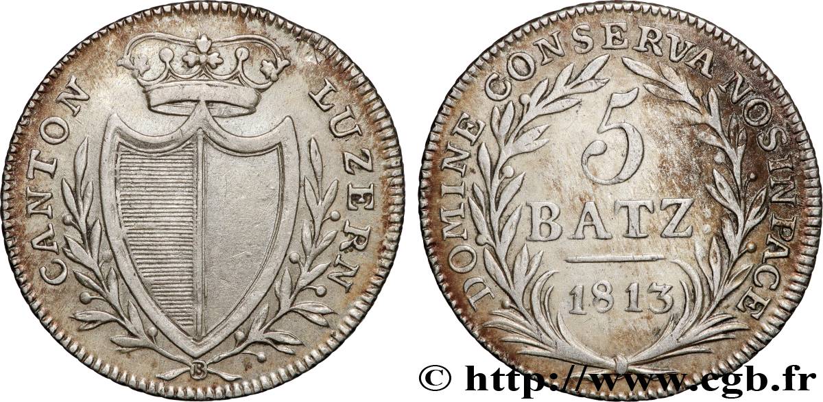 SWITZERLAND - CANTON OF LUCERNE 5 Batzen  1813  XF 