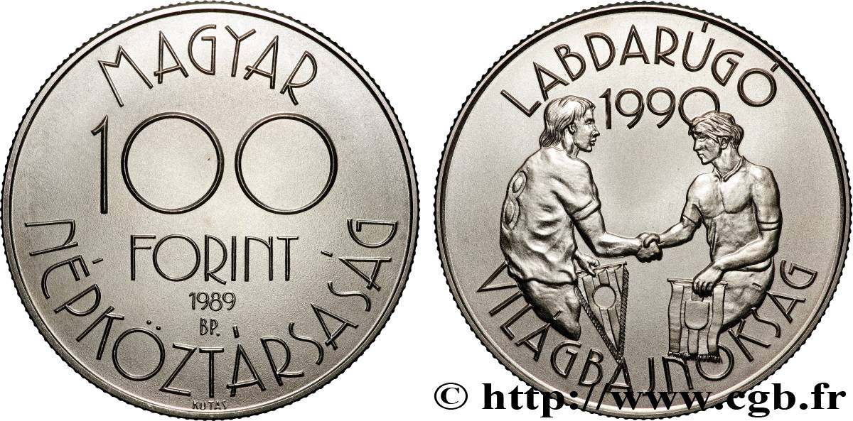 HUNGARY 100 Forint Coupe du Monde de Football Italie 1990 1989 Budapest MS 