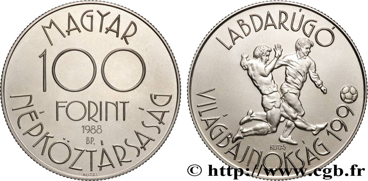 HUNGARY 100 Forint Coupe du Monde de Football Italie 1990 1988 Budapest MS 