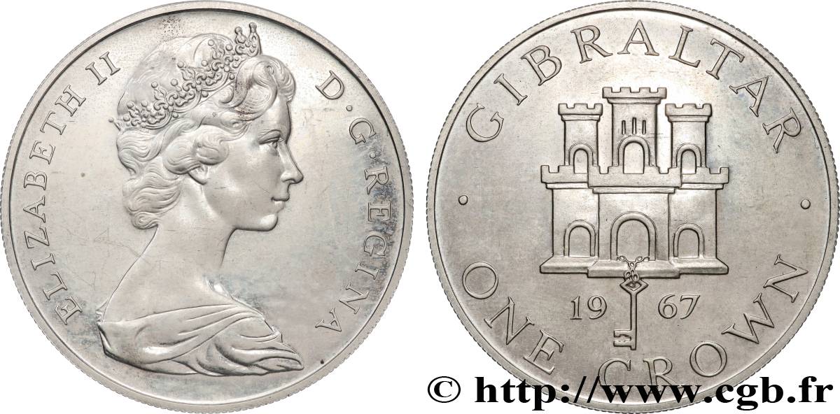 GIBRALTAR 1 Crown  Elisabeth II / emblème 1967  MS 