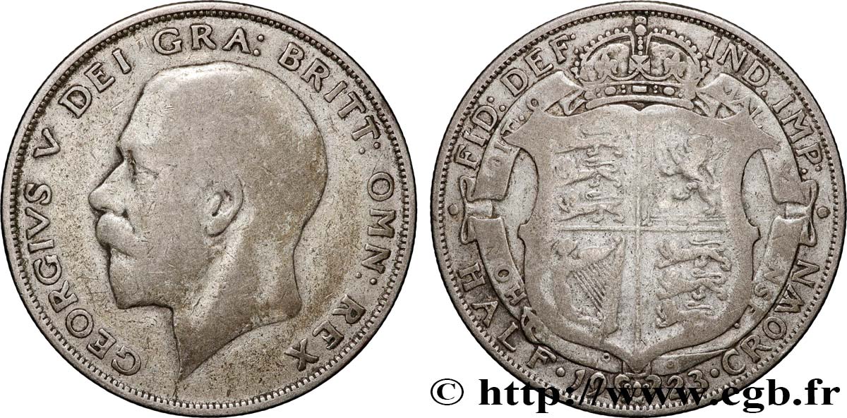 UNITED KINGDOM 1/2 Crown Georges V 1923  VF 