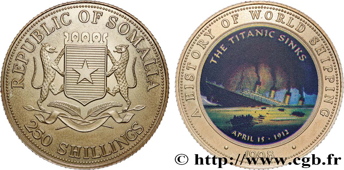 SOMALIE 250 Shillings Titanic 1998  SPL 