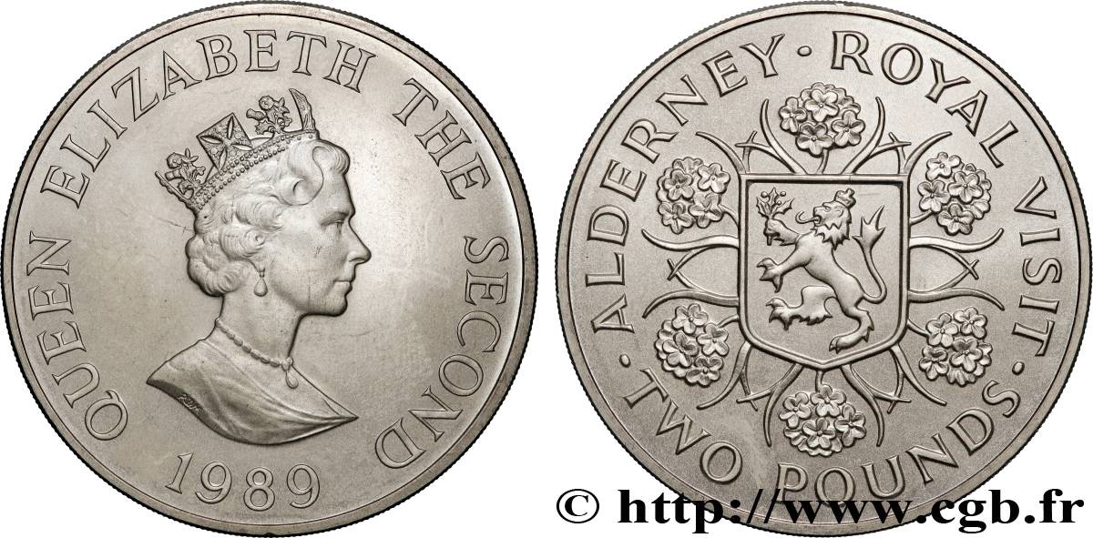 AURIGNY 2 Pounds Visite royale 1989  SPL 