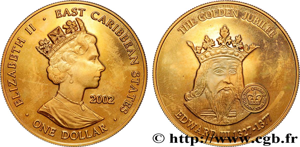 EAST CARIBBEAN STATES 1 Dollar Elisabeth II / Edouard III 2002  MS 