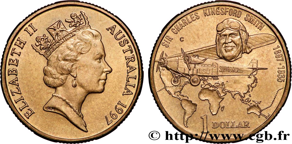 AUSTRALIA 1 Dollar Charles Kingsford Smith 1997 Canberra AU 