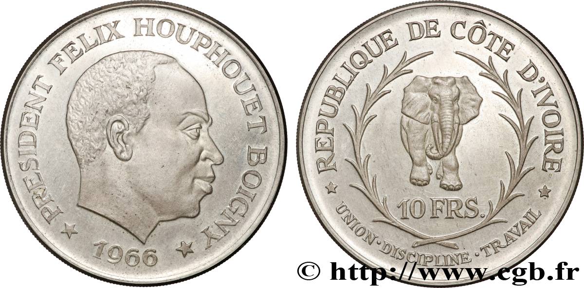 COSTA D AVORIO 10 Francs Félix Houphouet Boigny 1966  MS 