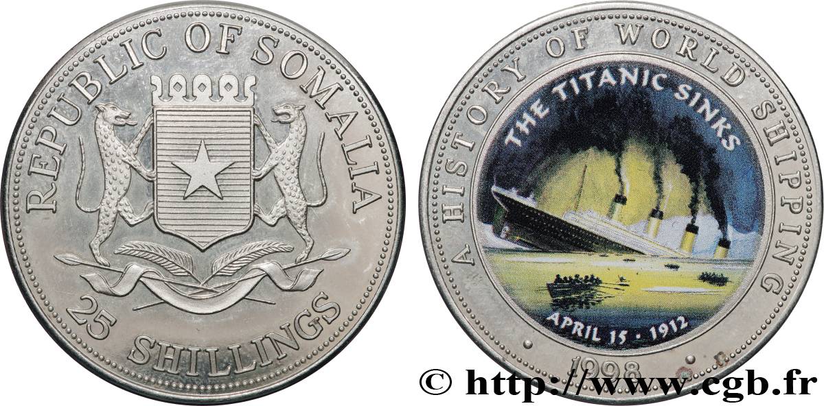 SOMALIA 25 Shillings Titanic 1998  MS 