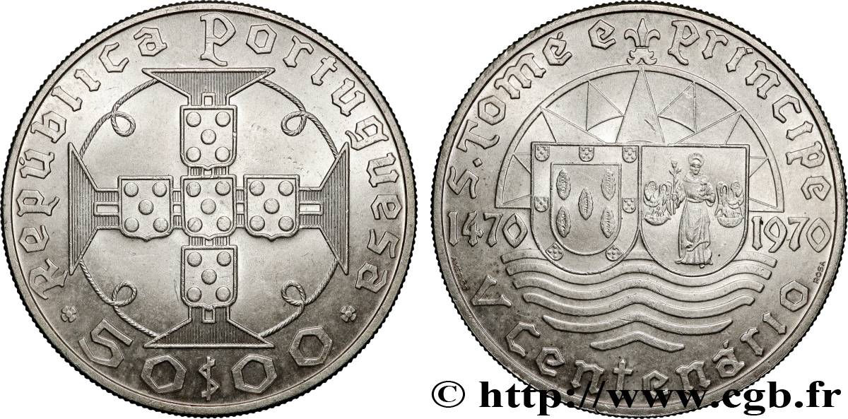 SAO TOME E PRINCIPE 50 Escudos 500e anniversaire découverte de l’Ile 1970  MS 